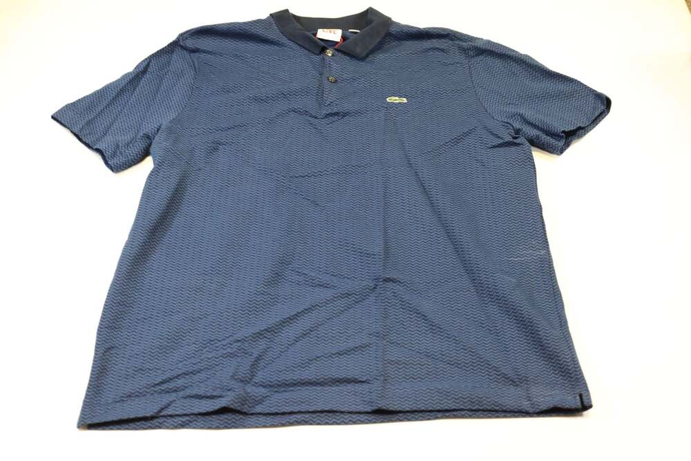 Lacoste L!VE Men's Blue Chevron Printed Short Sleeve Polo Shirt